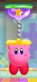 Kirby activating a Pull Switch in Kirby: Triple Deluxe