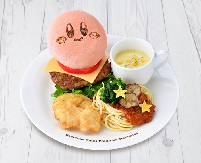 File:Kirby Cafe Kirby Burger and Spaghetti with Steamed Vegetables 2023.jpg