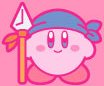 Kirby dressed as Bandana Waddle Dee, for the KIRBY MUTEKI! SUTEKI! CLOSET merchandise series