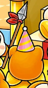 A Spear Waddle Dee wearing a party hat in the book Find Kirby!! Full of Kirby