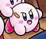 Kirby with a band-aid in Find Kirby!! (Battleship Halberd)