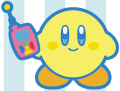 Yellow Kirby with his cell phone (blue outline)