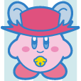 Kirby dressed as Daroach (blue outline)