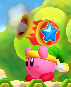 Kirby holding a Crackler in Kirby Fighters