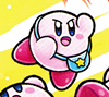 Kirby with a purse in Find Kirby!! (Battleship Halberd)