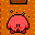 Kirby circled by particle effects and with an open mouth, as if to indicate a stunned state.