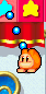 A Swinging Waddle Dee dangling from a ball chain in Kirby Super Star Ultra