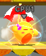 Yellow Parasol Kirby under the effect of Invincible Candy in Kirby Fighters
