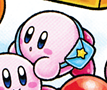 Kirby with a purse in Find Kirby!! (World of Clouds)