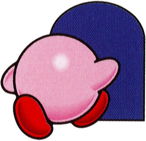 Artwork of Kirby entering a door from Kirby's Dream Land 3