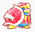 Ado's sketch of King Dedede after completing Boss Butch in Kirby's Dream Land 3