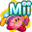 Mii Maker badge of Archer Kirby, from the Kirby: Triple Deluxe set