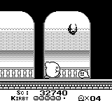 Kirby exploring the dark hallway
