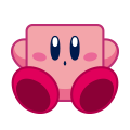 Square Kirby launched from a cannon