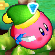 Sword Kirby hovering in Kirby Battle Royale