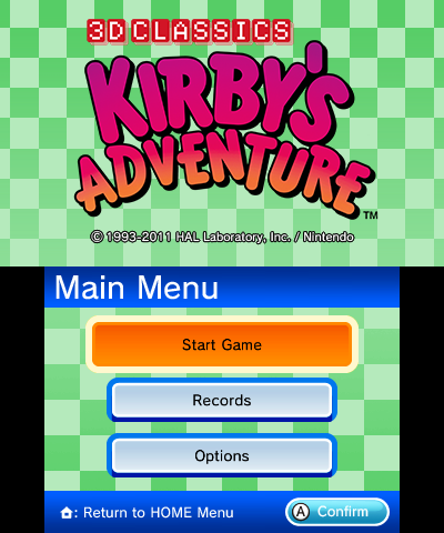 File:3D Classics Kirby's Adventure title screen.png
