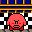 Kirby jumping angrily at the player, as if to indicate decidedly un-jolly excitement.