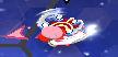 Kirby spins quickly while using a boost.
