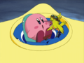 Tokkori wakes Kirby up for the race.