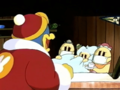 King Dedede barges in on Iro's family to boast about his sickness.