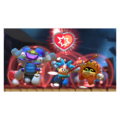 Guest Star ???? Star Allies Go! credits picture from Kirby Star Allies, featuring Bugzzy, Knuckle Joe, and Jammerjab obtaining an Attack Heart