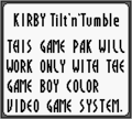 Message that shows up when trying to play the game on an original Game Boy