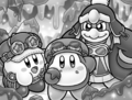Illustration of Waddle Dee tasting chocolate for the first time from Kirby and the Search for the Dreamy Gears!.