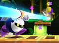 Meta Knightmare Returns credits picture of Meta Knight running with a 3D Laser Bar