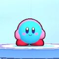 Kirby wearing the Blue Kirby Dress-Up Mask in Kirby's Return to Dream Land Deluxe