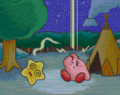 Kirby getting hit in the head by Mr. Star