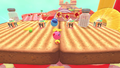 Kirbys of various sizes racing toward some Food Boxes