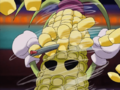 Cook Kirby shearing corn from the monster Cobgoblin in A Recipe for Disaster
