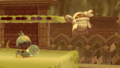 Magolor jumps away in fear of a Dupa