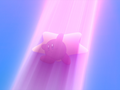 Kirby avoids a deadly UV ray by hiding under his Warp Star.