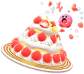 Artwork of Kirby eating a Strawberry Mountain