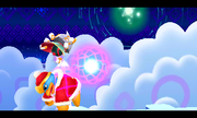 Taranza summoning Kracko from the clouds to distract Kirby