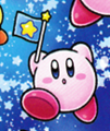 Kirby with a flag in Find Kirby!! (Outer Space)