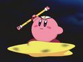 Kirby wielding the Baton ability while on his Warp Star