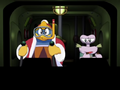 King Dedede and Escargoon travel in their submarine.
