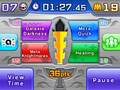 The lower screen for Meta Knightmare Returns features an energy meter along with buttons to activate four different special moves.