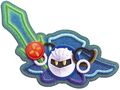 Artwork of Meta Knight in Kirby's Epic Yarn wielding a green yarn sword