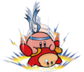 Kirby Super Star artwork of Kirby using Suplex on a Waddle Dee