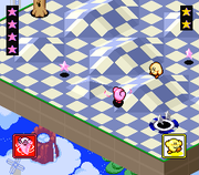 Kirby using Tornado to try and snag the cup