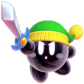 Artwork of Shadow Kirby with the Sword ability from Kirby Fighters 2