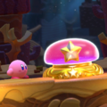 Kirby about to press a Big Switch