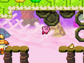 Kirby takes the top path.