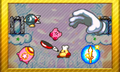 A complete set of Kirby Keychain Series badges, showing sprites from Kirby & The Amazing Mirror