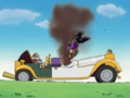 Bonkers attacks the Royal Racecar to drive King Dedede and Escargoon away.