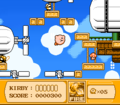Kirby floats on by the flotilla of blimps.