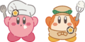 Art of Kirby and Waddle Dee in their Kirby Café outfits